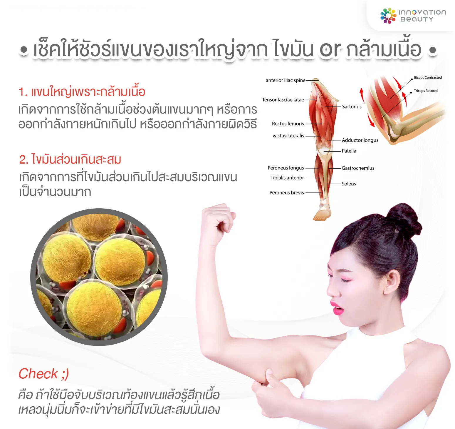 เช็คให้ชัวร์แขนของเราใหญ่จาก ไขมัน หรือกล้ามเนื้อ