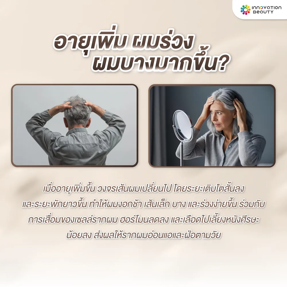 ช่วงอายุและวงจรของเส้นผม ทำไมอายุเพิ่ม ผมร่วง ผมบางมากขึ้น